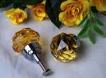 ~SMALL Set Of 2 Amber Solid Crystal Glass Drawer Door Pull