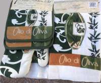7 pc Cotton Kitchen Towel-Mitt-Potholder Set - Tuscan Olive