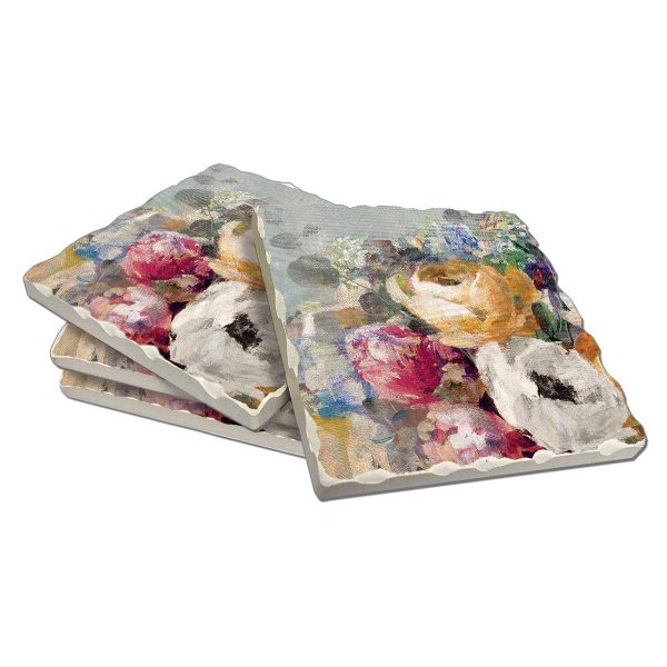 ! 4 Cork-Back Stone Coasters Fall Bouquet