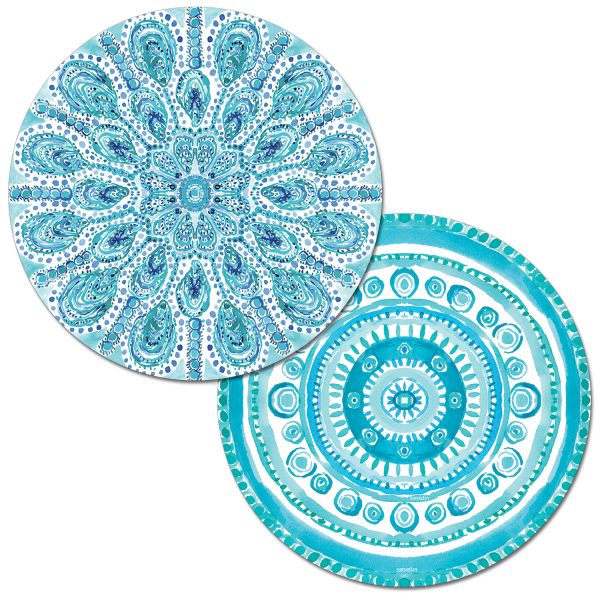 ! 4 Reversible Beach Round Placemats  Ocean Fantasy