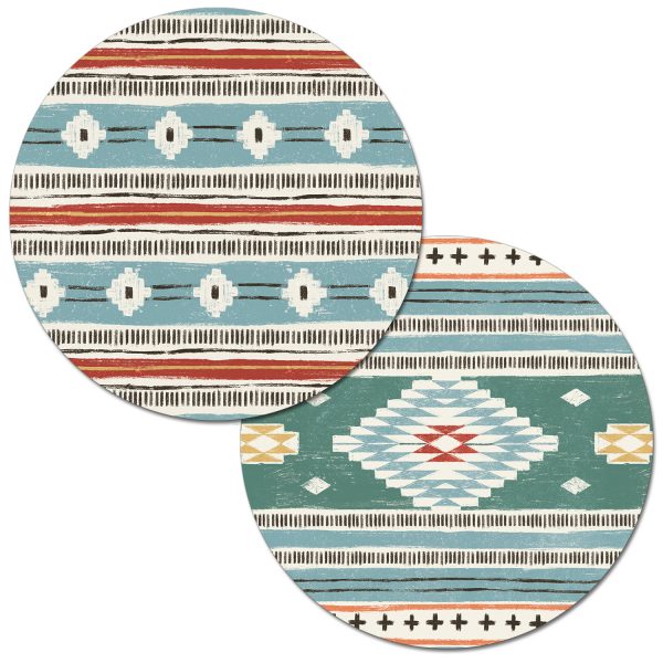 ! 4 Reversible Round Southwestern Placemats Vintage Lake ! 4 Reversible Round Southwestern Placemats Vintage Lake