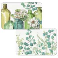 ! 4 Reversible Vinyl Plastic Placemats Greenery