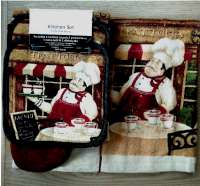 7pc Cafe Cotton Kitchen Towel-Mitt-Potholder